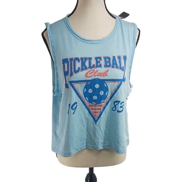 Isaac Morris Tank Top Retro Pickle Ball Club Blue Womens Size Medium - Picture 3 of 7